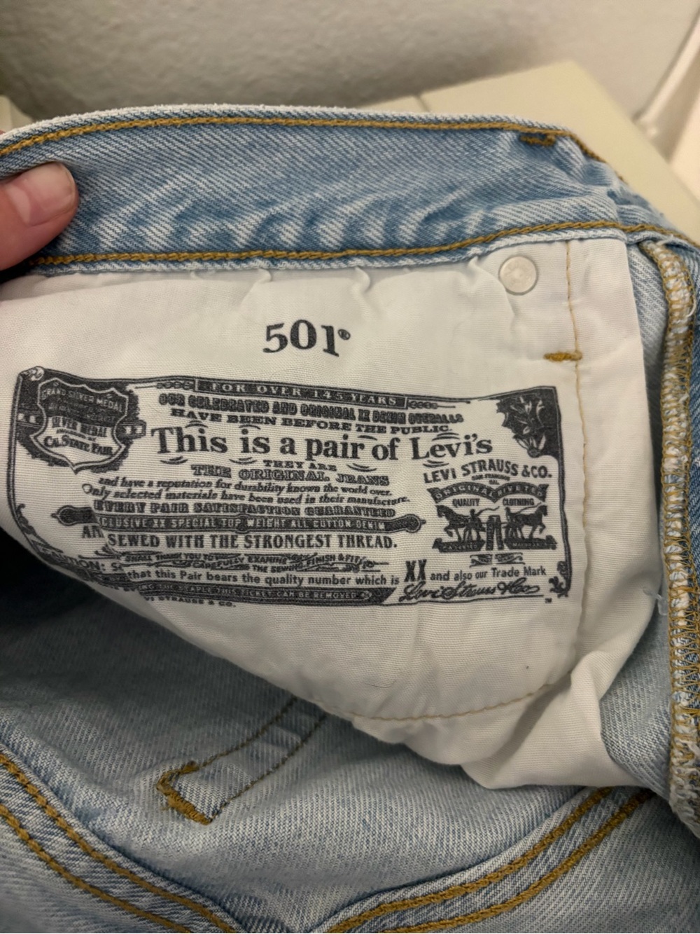 Levi's Light Wash Distressed 501 Cutoff Denim Shorts - Picture 4 of 10